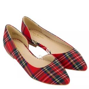 Issac Mizrahi Plaid Red Flats Women's  Size 6